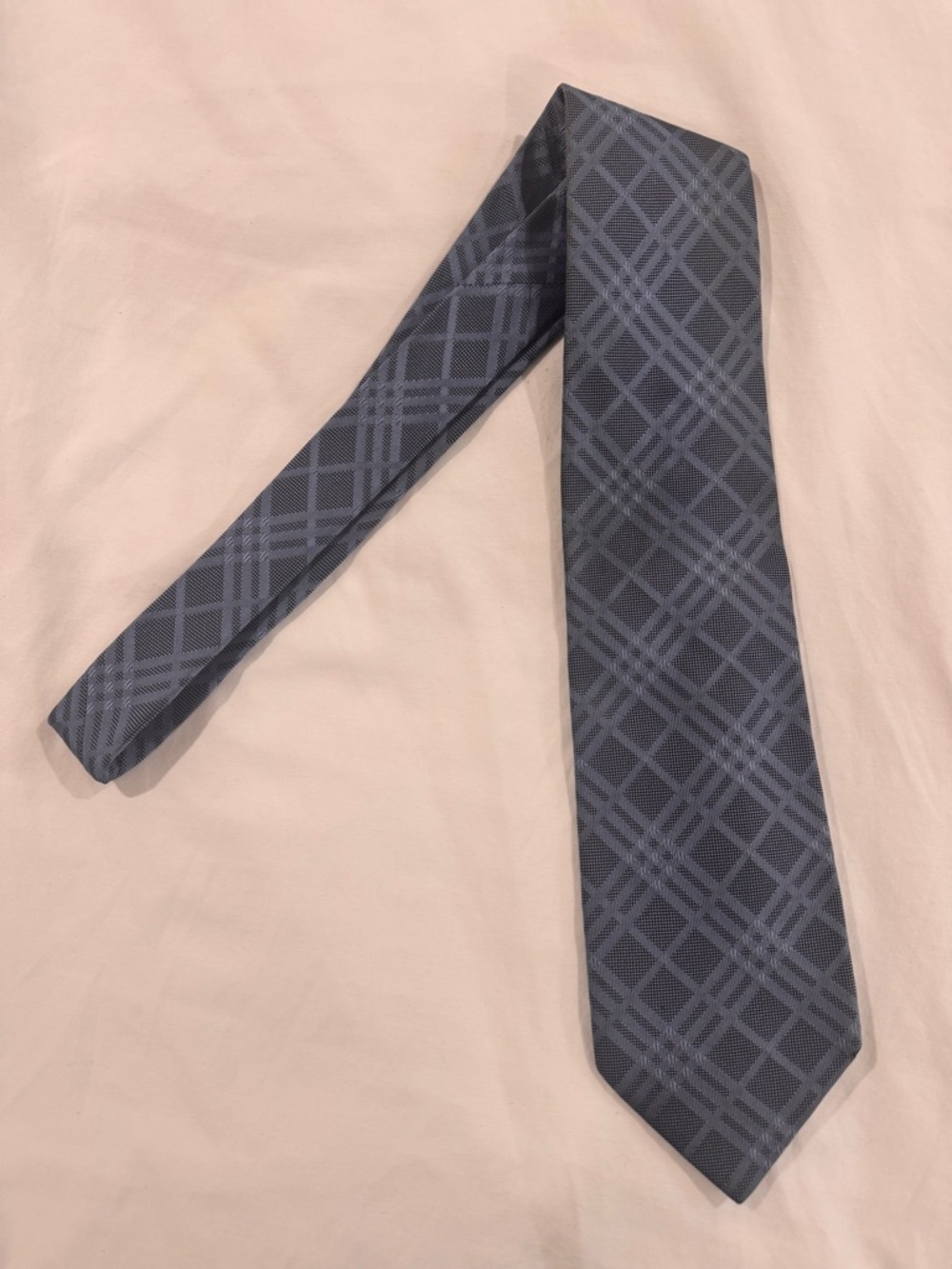 Men's Navy Plaid Tie - Burberry - Picture 5 of 5